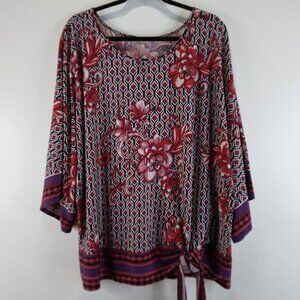 Perseption Women Floral Purple and Red Top Size 3X